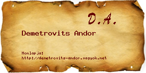 Demetrovits Andor névjegykártya