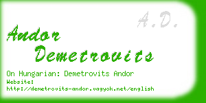 andor demetrovits business card